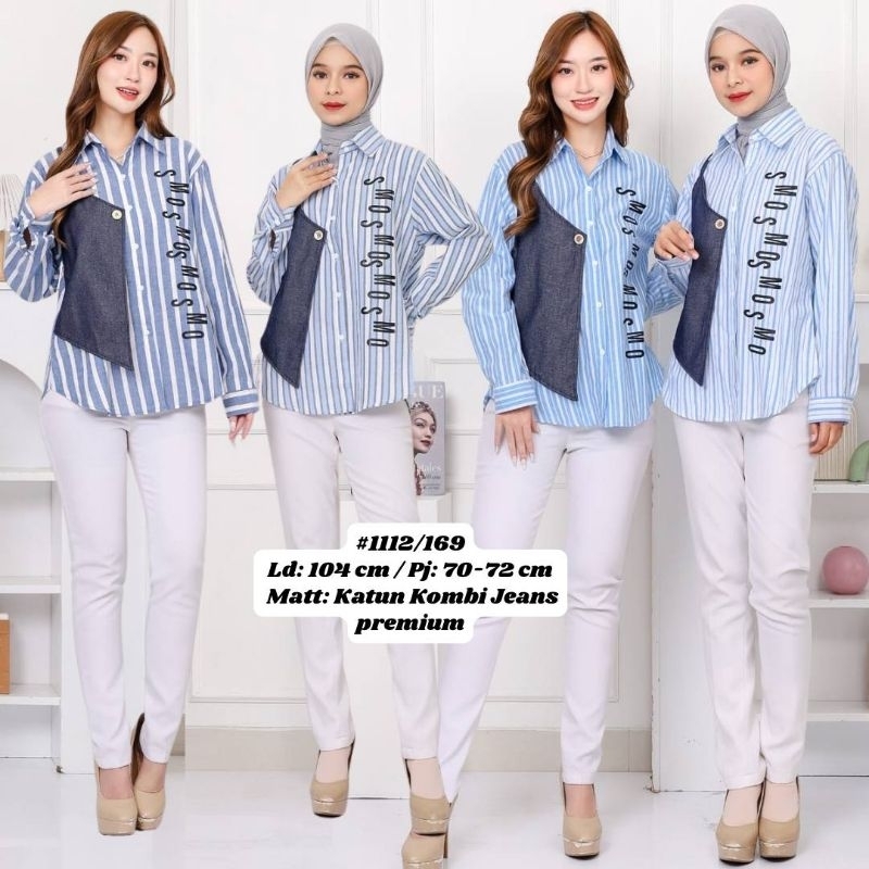 Grace Lee Grosir Only Kemeja Salur kombinasi denim