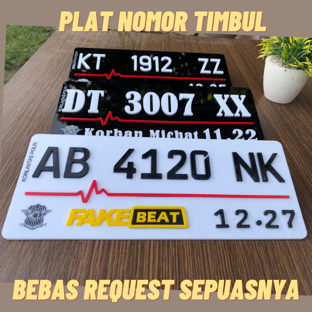 Plat Nomor Motor Akrilik / Plat Nomor Motor Putih Baut tanam / Plat nomor Motor Model Baru /  Plat N