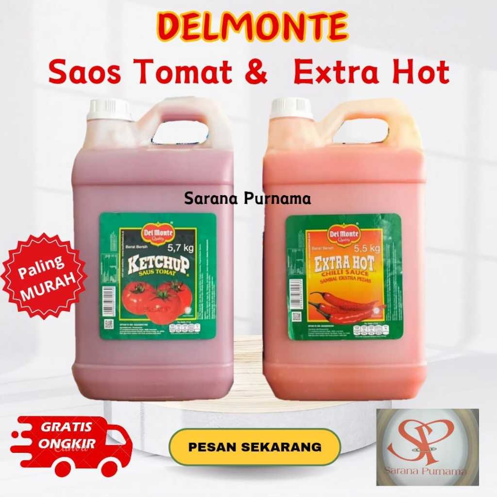 

DELMONTE/saus tomat jerigen 5.7 kg/saos delmonte extrahot 5.5kg/termurah/terlaris