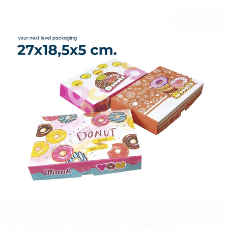 

10 Pcs Box Kemasan Donat Coklat 27x18x5 Cm Kardus Donut Isi 6 Dus Donat Mini Warna Warni Packaging
