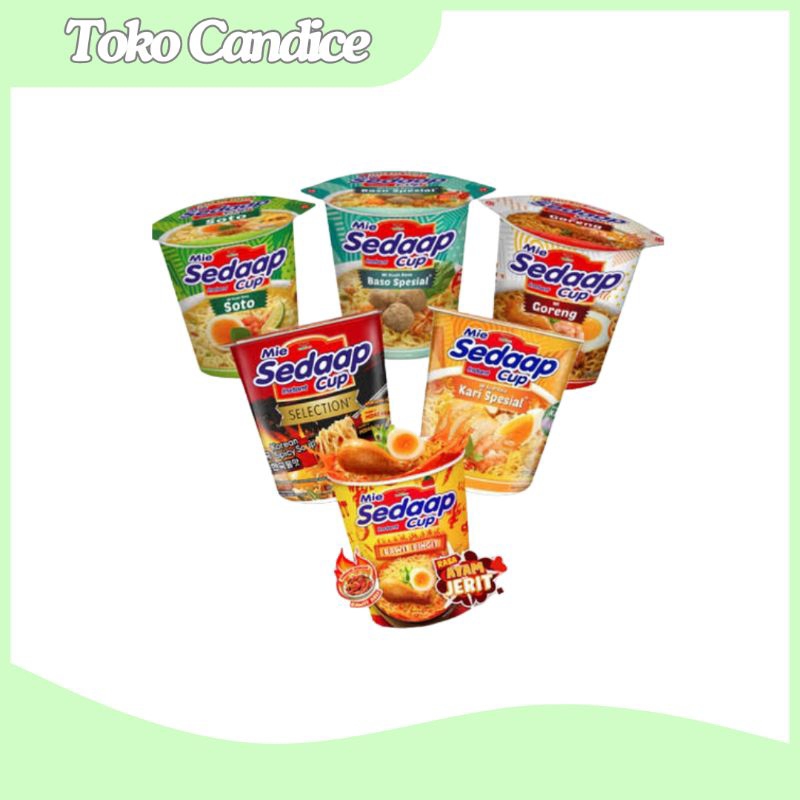 

Mie Sedaap Cup Instant 80 Gr Varian Ayam Nampool/Goreng/Baso Bleduk/Soto/Kari Spesial/Korean Spicy/Ayam Jerit (1 Pcs)