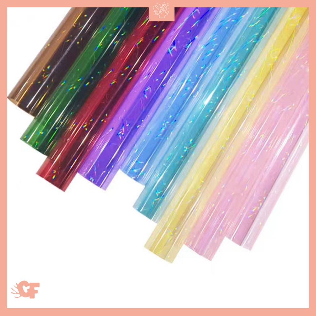 

15 LEMBAR Kertas Buket Bunga Glossy Hologram Transparan Flower Wrapping Cellophane KB6115