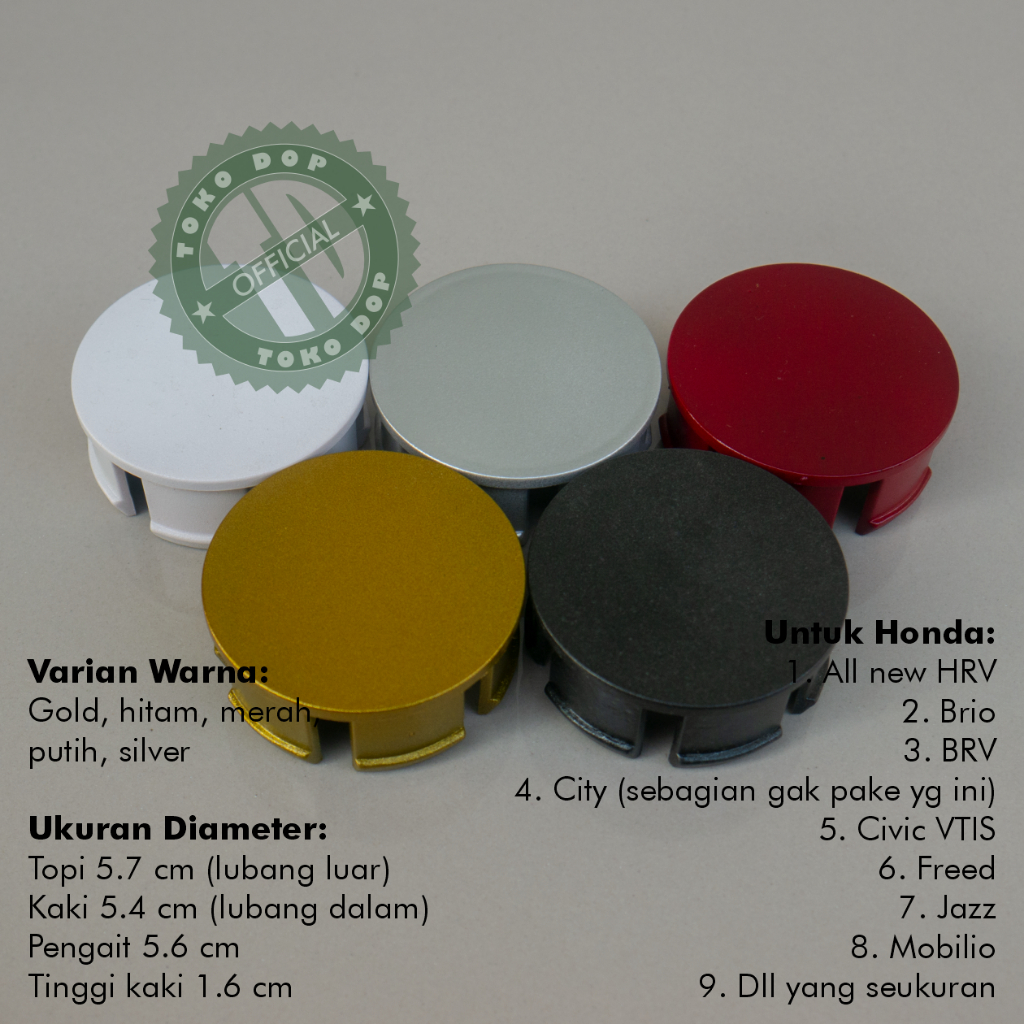 DOP VELG HONDA ALL NEW HRV BRIO BRV CITY CIVIC VTIS FREED JAZZ MOBILIO 5.7 5.4 WHEEL CENTER CAPS