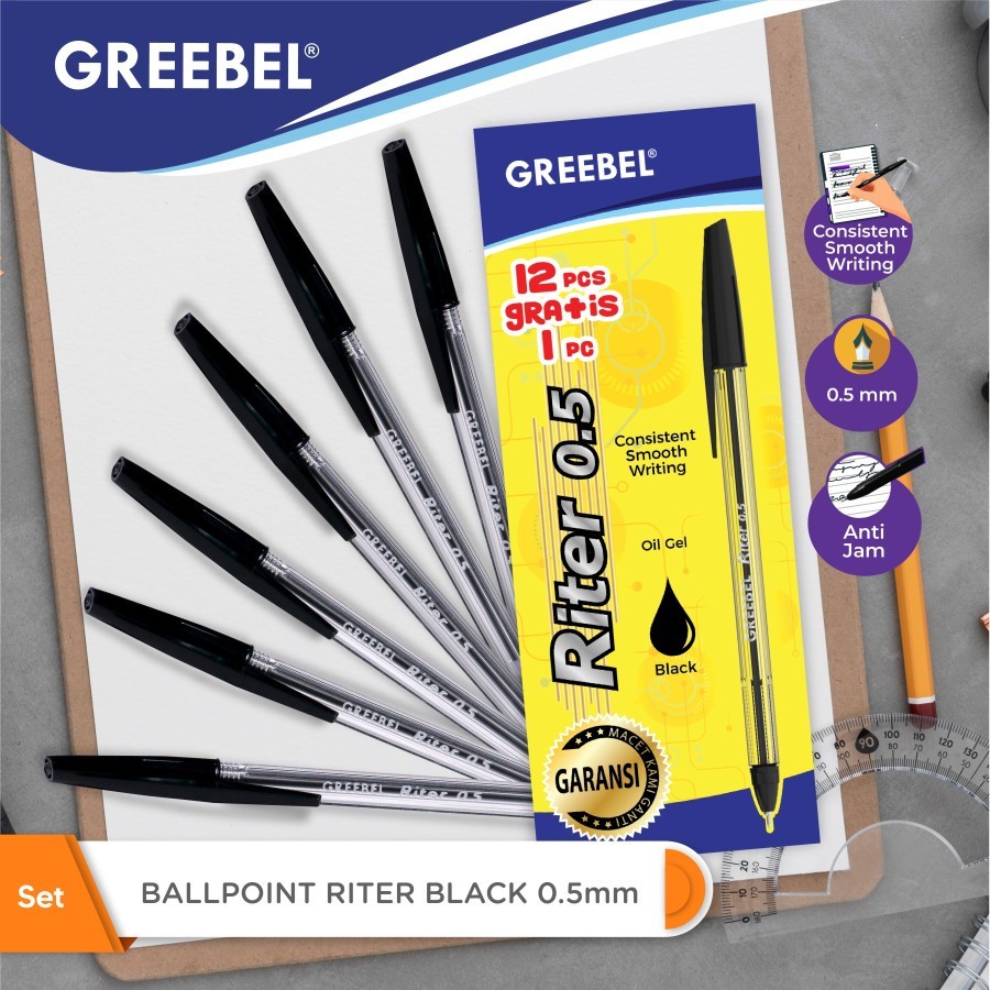 

PULPEN OIL GEL GREEBEL RITER O,5MM BIRU HITAM TERMURAH