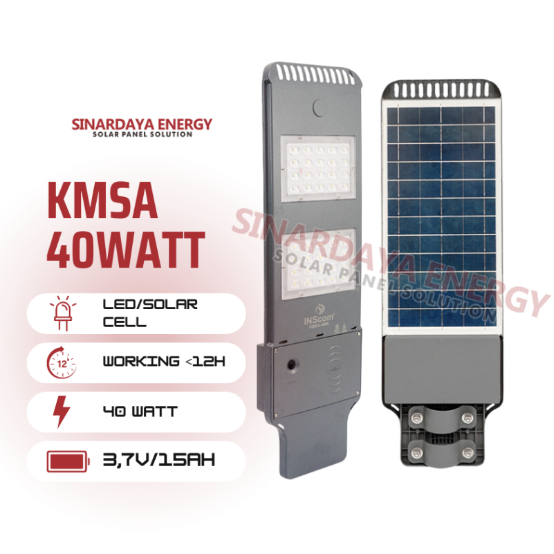 Lampu Jalan Tenaga Surya All In One KMSA 40W SNI / LAMPU PJU SOLAR CELL LED 40W INSCOM AIO