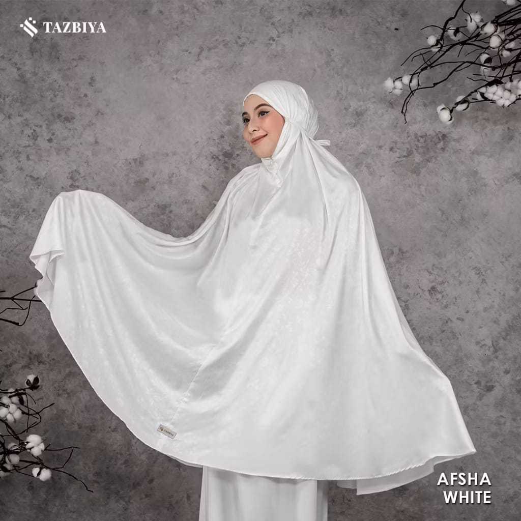 mukena tazbiya premium emboss 2in1 afsha series|mukena silk nikah|mukena putih tazbiya