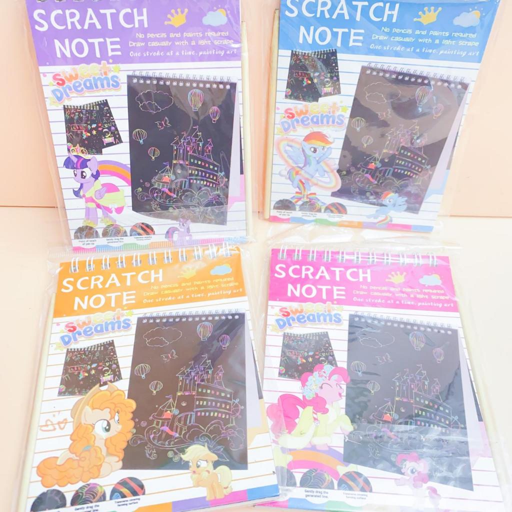 

Buku Stratch Book Drawing My Little Pony A5/ mainan anak scratch book / buku gosok gesek warna free pensil gosok / Buku mainan edukasi kreativitas anak