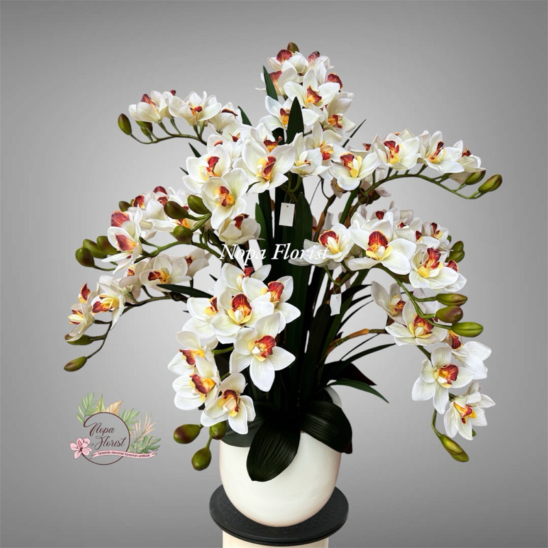 rangkaian bunga anggrek cymbidium premium Import Latex