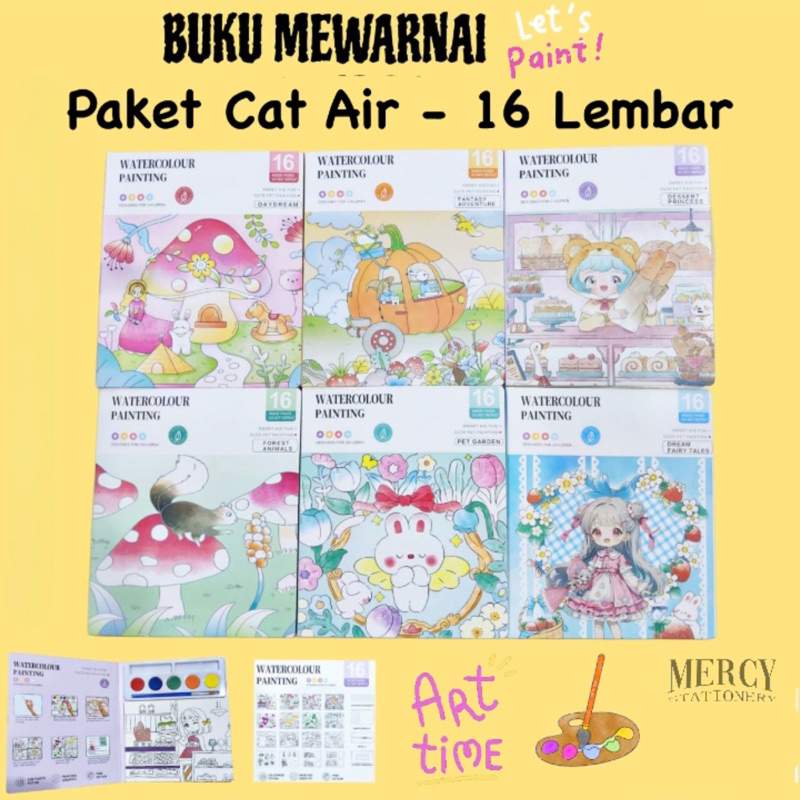 

Buku Mewarnai Cat Air Watercolor Painting Cute Diy Coloring Book