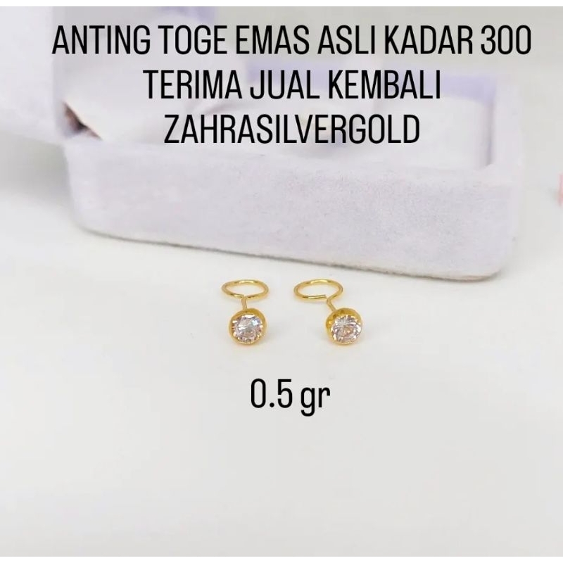 Anting Toge Emas Asli Kadar 300 Berat 0.5 Gram
