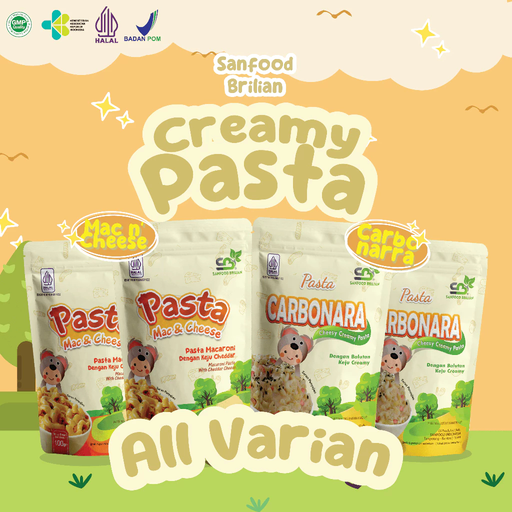 

SANFOOD BRILIAN Sanfood Pasta Mac & Cheese Carbonara 100gr Pasta Macaroni / Pasta Bayi dan Anak