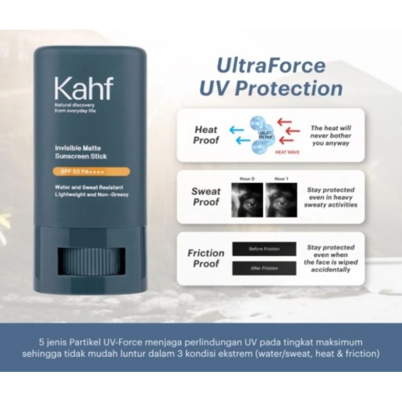 kahf invisible matte sunscreen stick 22g / kahf sunscreen stick