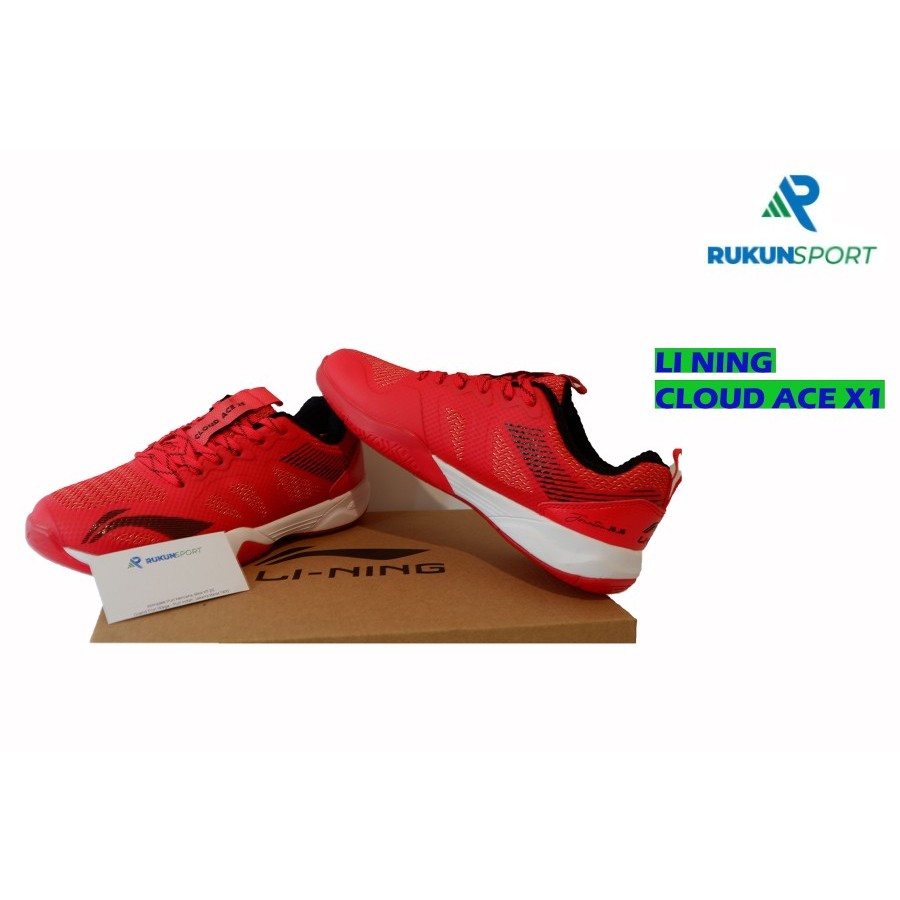 Sepatu Badminton LINING CLOUD ACE X1 red/black