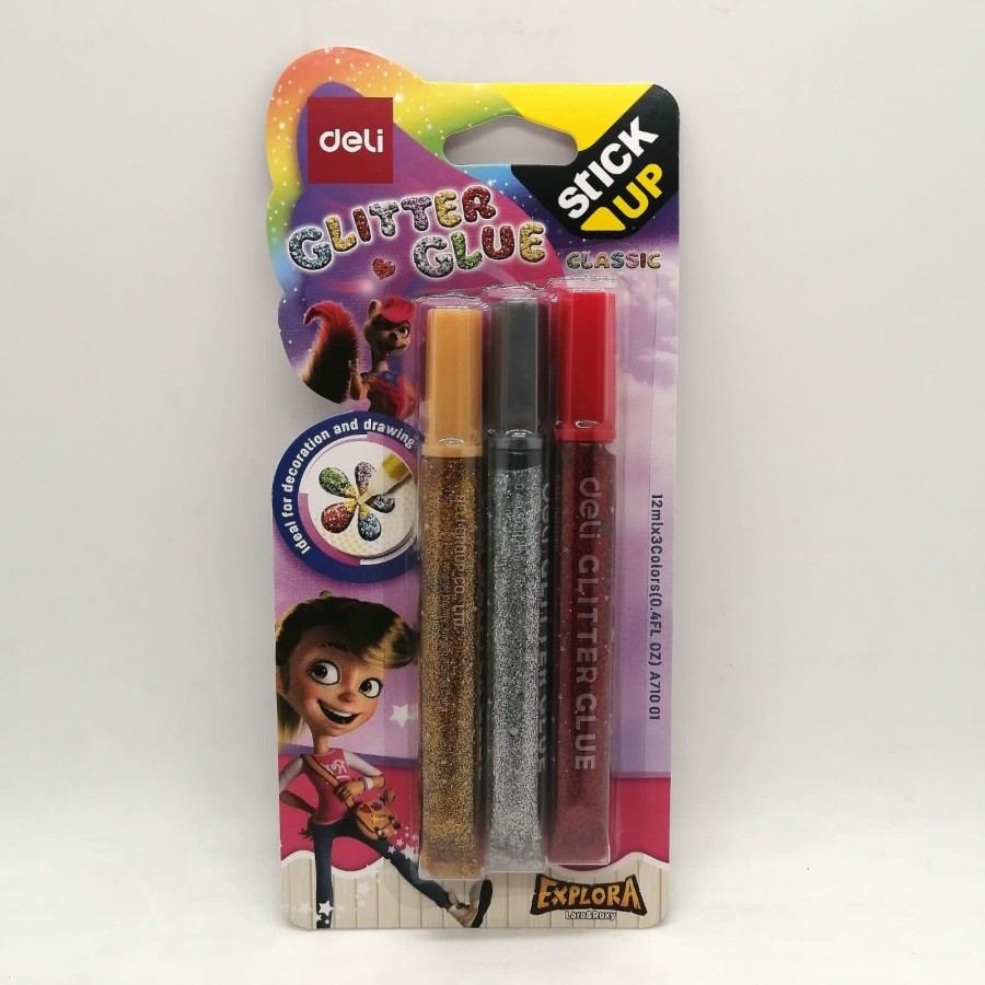 

Glitter Glue Deli A71001 / Set isi 3