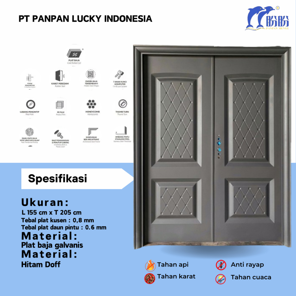 PINTU DOUBLE BAJA PANPAN/PINTU UTAMA/PINTU RUMAH/PINTU DOUBLE