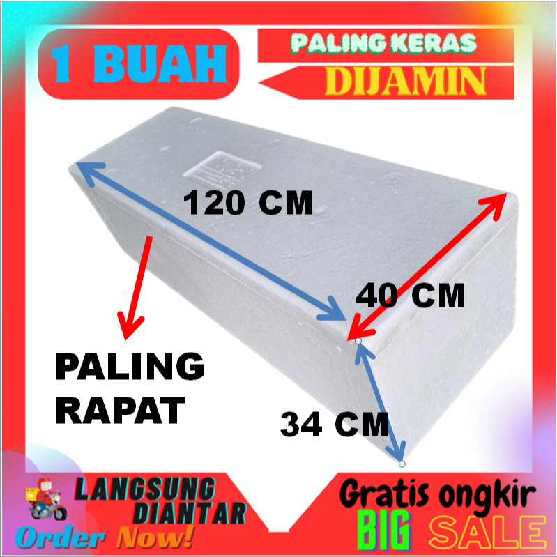 120x40x34 cm (TKL) KOTAK STYROFOAM BOX - KOTAK STEROFOAM BOX ES - BOX ES SERBAGUNA PALING BESAR