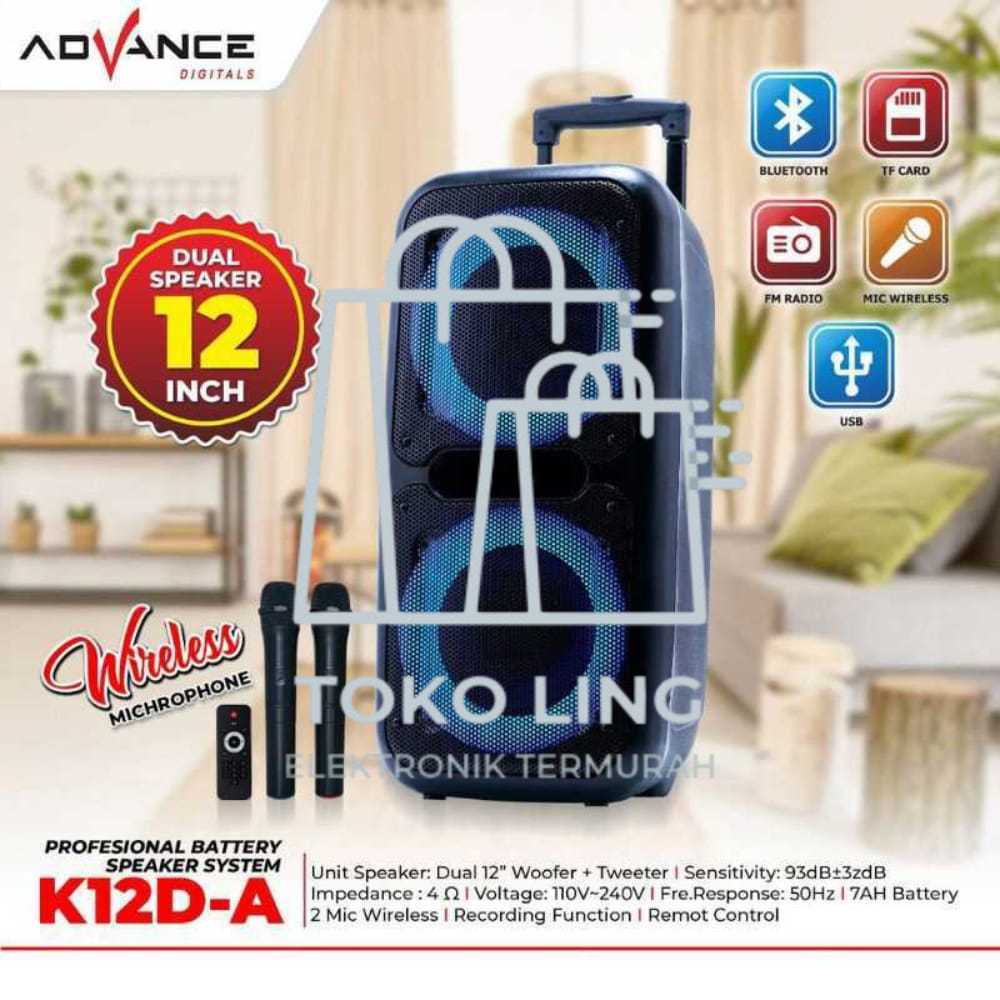 SPEAKER PORTABLE BLUETOOTH ADVANCE K12DA SPEAKER 12 INCH