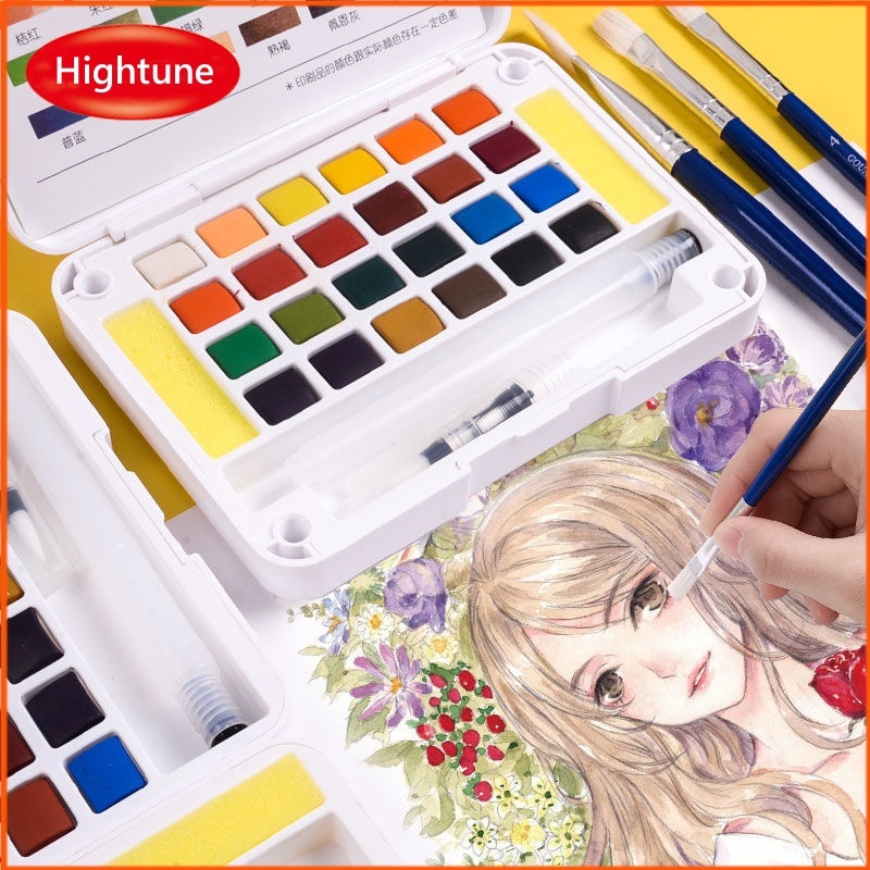 

Hightune Watercolor Set Cat Air 12/24/48 Warna - Solid Watercolor Paint Dengan Kuas Air Otomatis