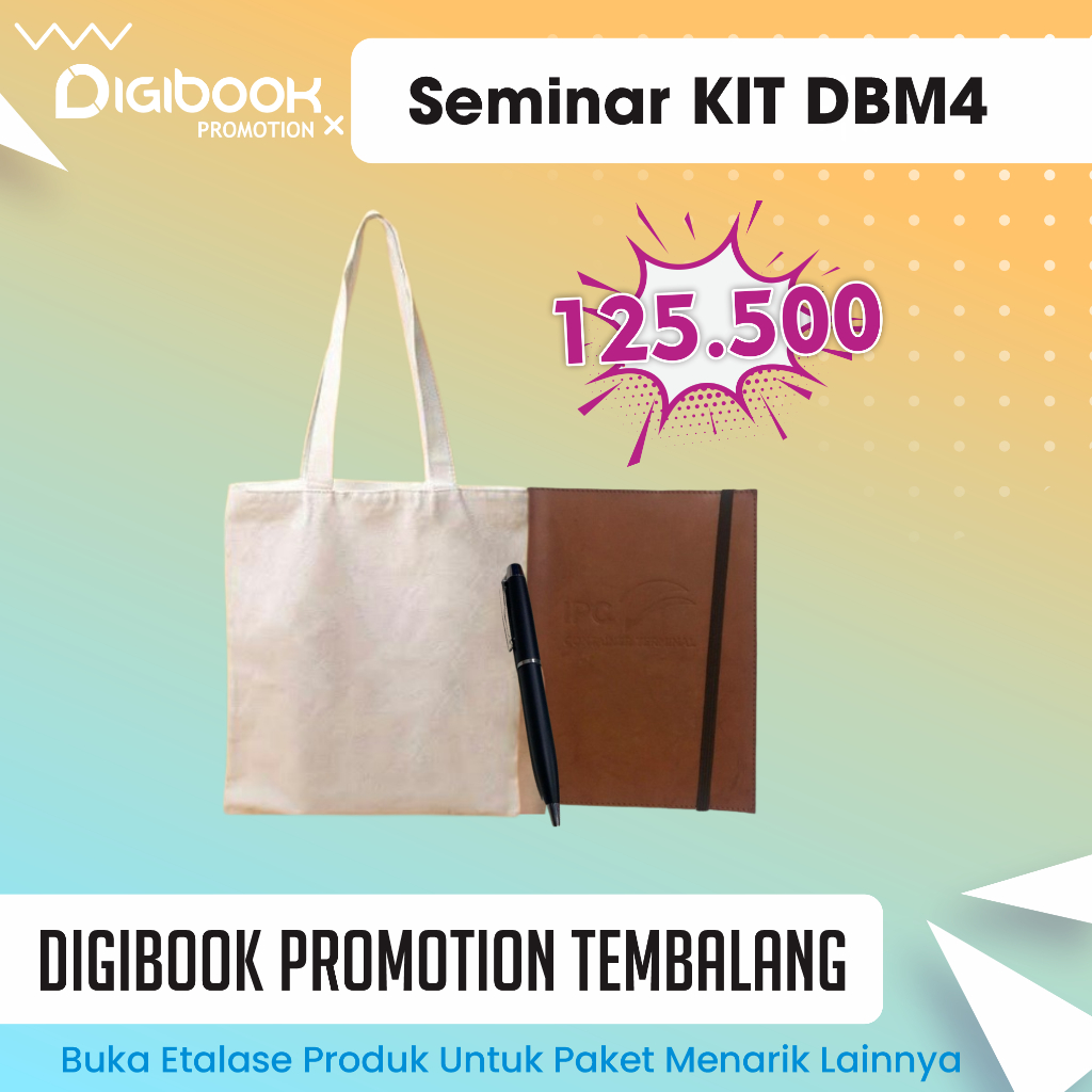 

Totebag Canvas, Notebook Kulit Karet, Pulpen Besi | Paket Seminar Kit Isi 3 | DBM4