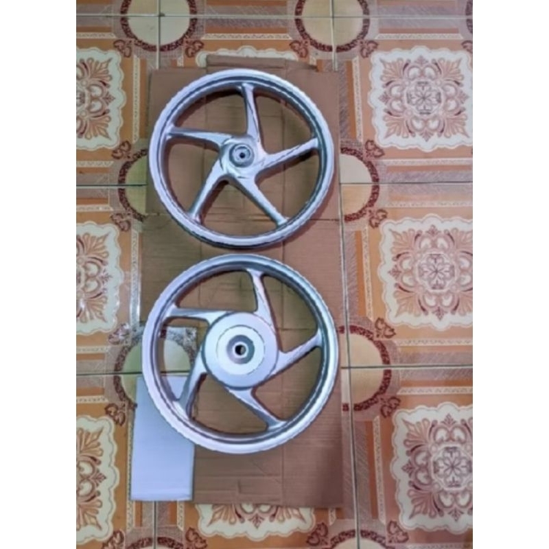 VELG RING 14 FULL SET DEPAN BELAKANG  MOTOR HONDA BEAT 2014-2015-2016 WARNA SILVER ORIGINAL COPOTAN