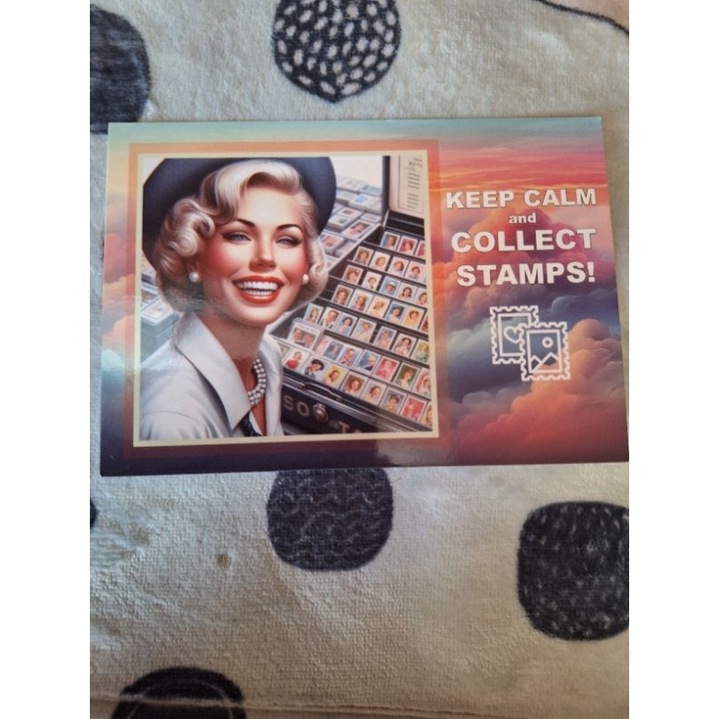 

kartu pos keep calm and collect stamp postcard