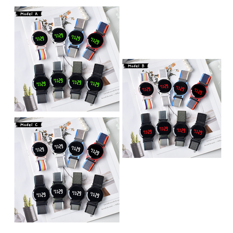 J206 Jam bulat Digital Watch Strap Kanvas Jam Tangan LED Jam Tangan Kanvas