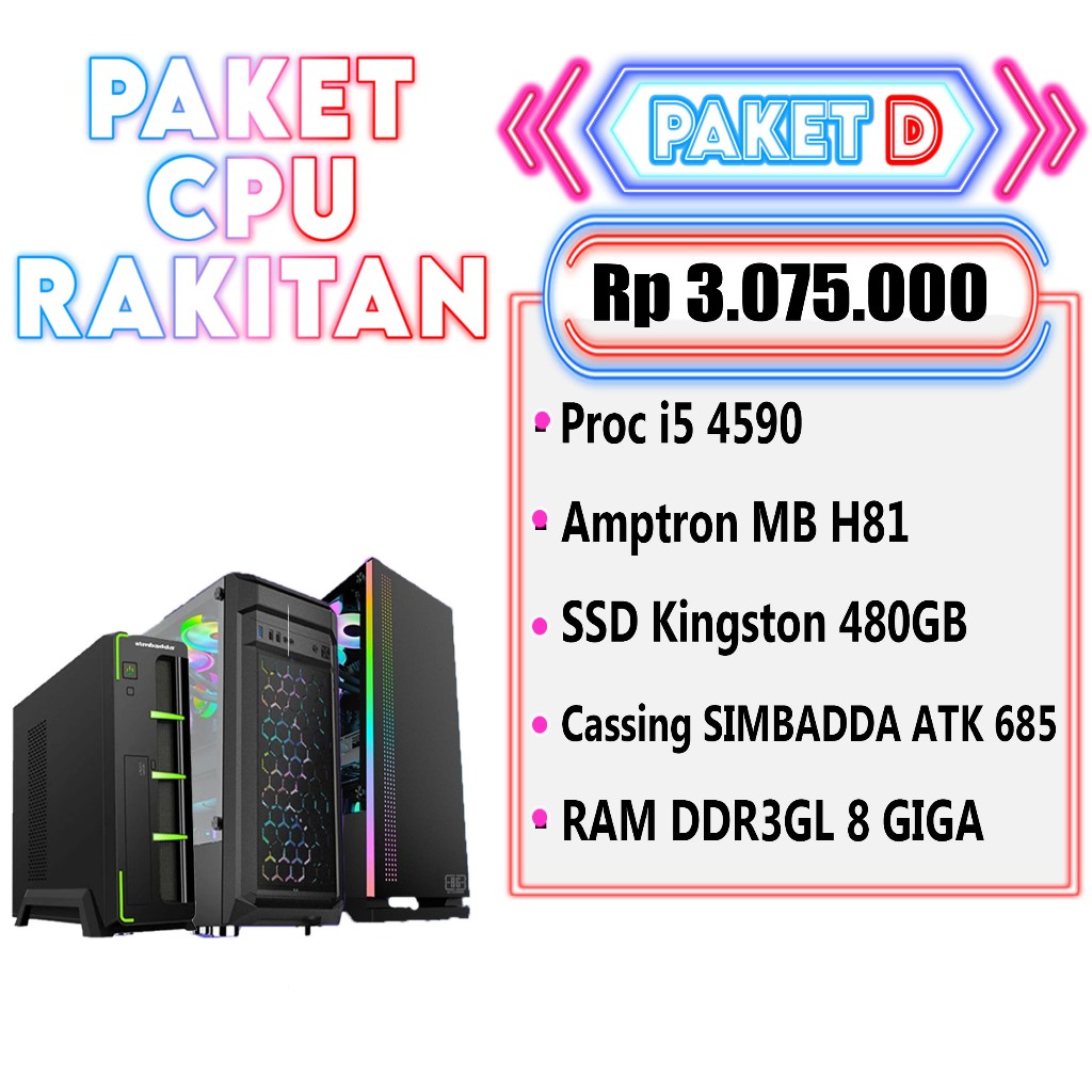 PC Komputer CPU Rakitan Proc i5 4590 Paket D