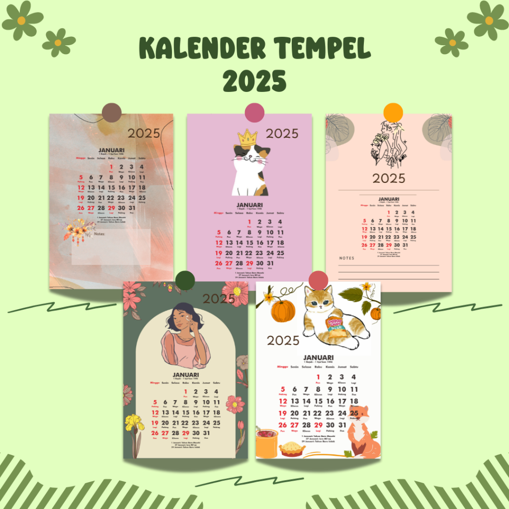 

[A5] Kalender Tempel 2025 Aesthetic Dekorasi Dinding Ala Korea Murah