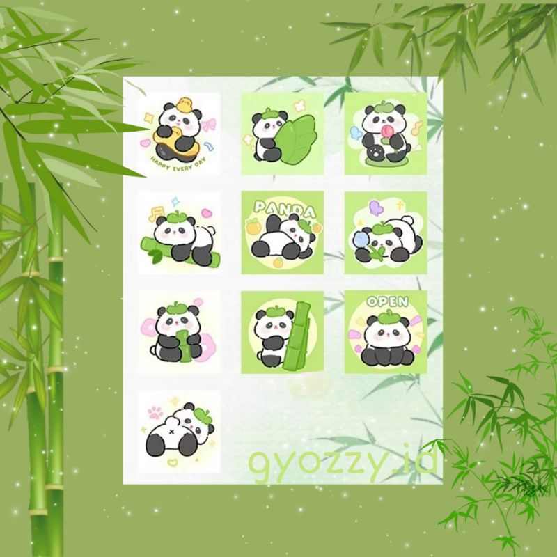 

50pcs/Sticker cute panda, panda sticker, aesthetic sticker for journal, cute panda stiker, stiker panda lucu ver.green