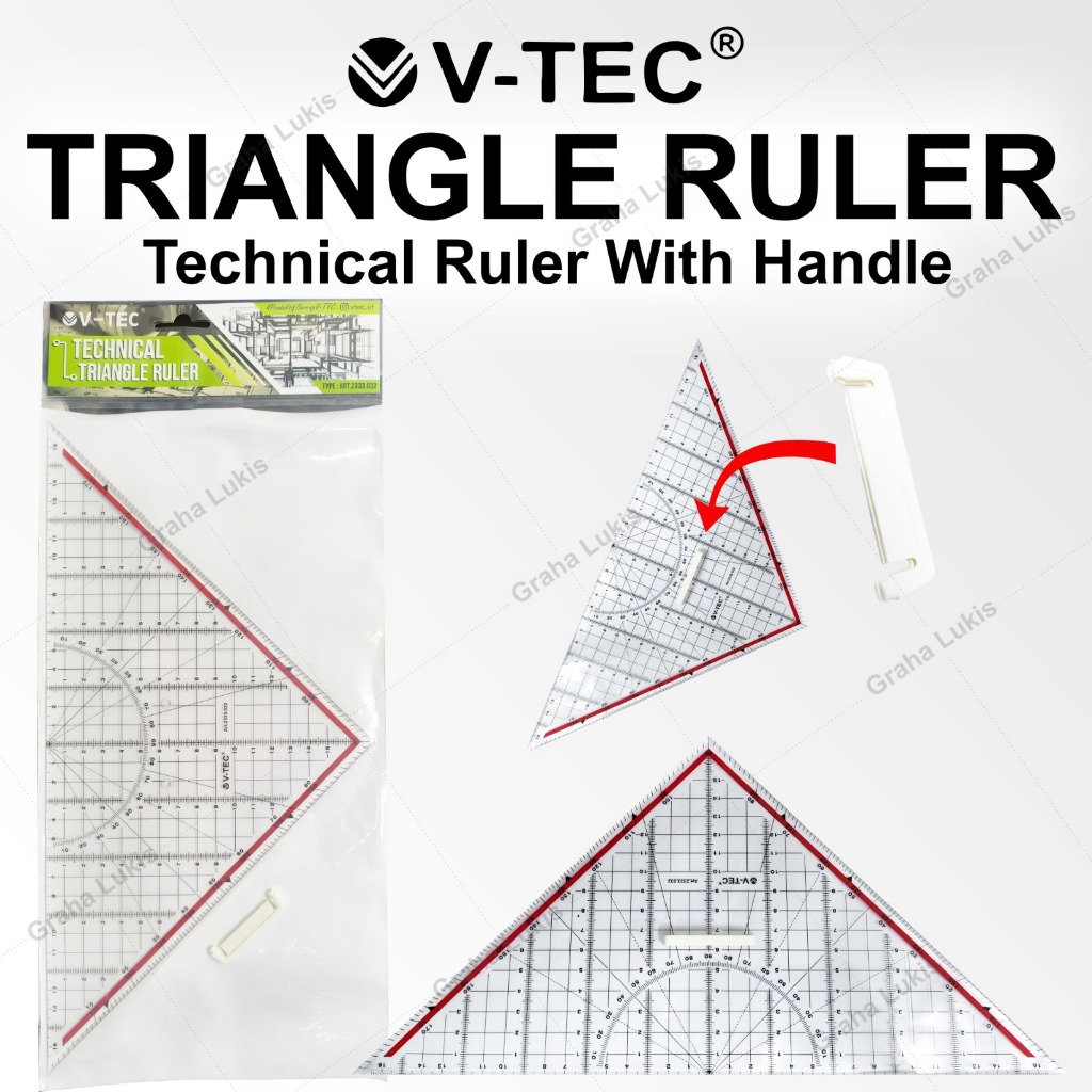 

V-TEC Triangle Technical Ruler With Handle / Penggaris Segitiga pegangan 2333.032