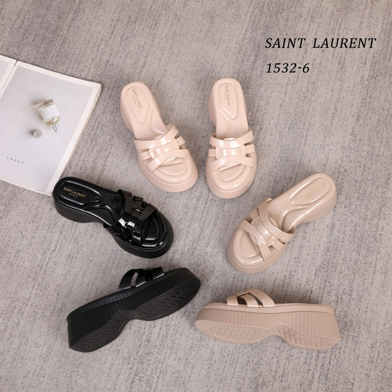 Sandal Wedges Import saint laurent 1532-6 tinggi 6cm