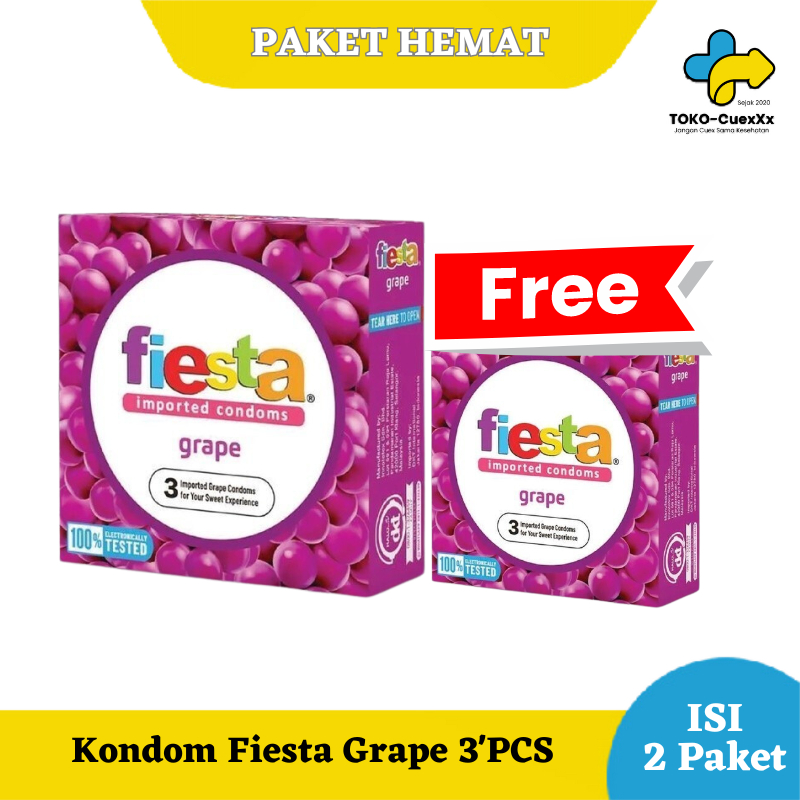 Kondom Fiesta Grape Isi 3 BELI 1 GRATIS 1 Alat Kontrasepsi - Privasi Terjamin Aman - Pasutri - Pojok