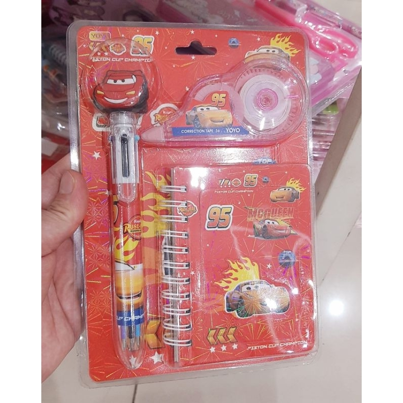 

stationery set karakter cars tip ex karakter cars alat tulis karakter anak cars