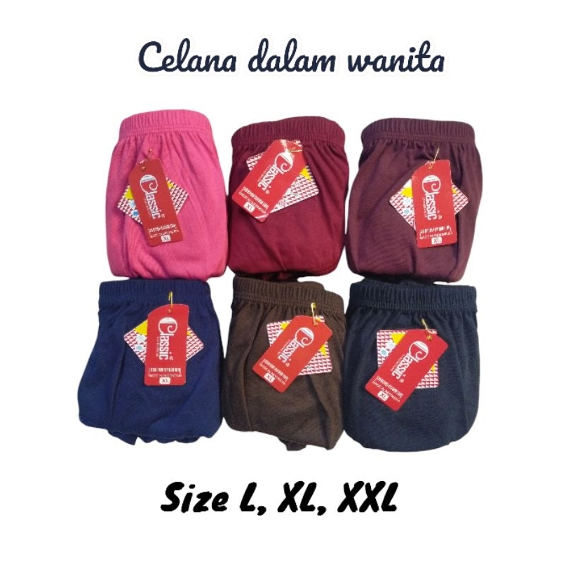 3 pcs celana dalam wanita/CD wanita classic katun L, XL, XXL