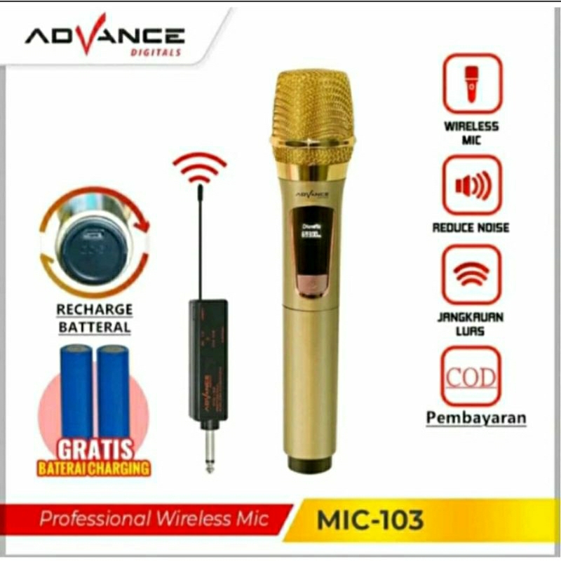 Mic Wireless Advance 103 Microphone Wireless Advance 103 Tanpa Kabel