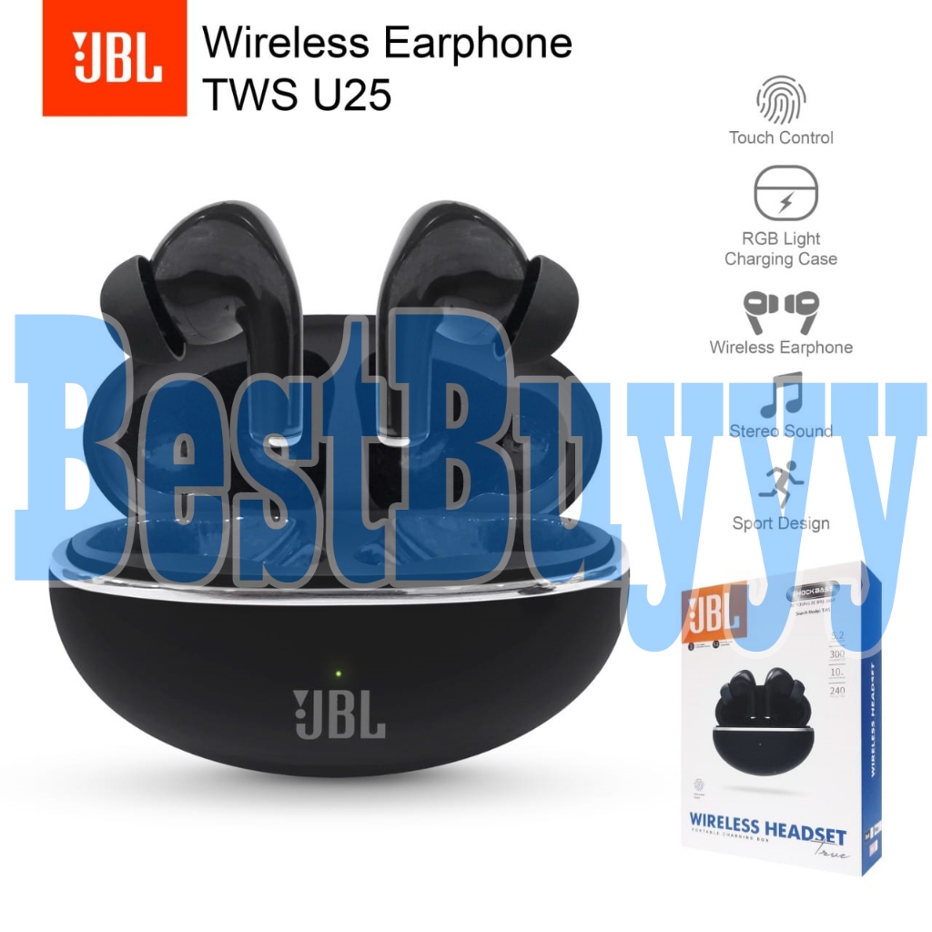 BestBuyyy HANDSFREE - HEADSET - HF BLUETOOTH TWS JBL U25 + KABEL CHARGER - STEREO SOUND PURE BASS - 