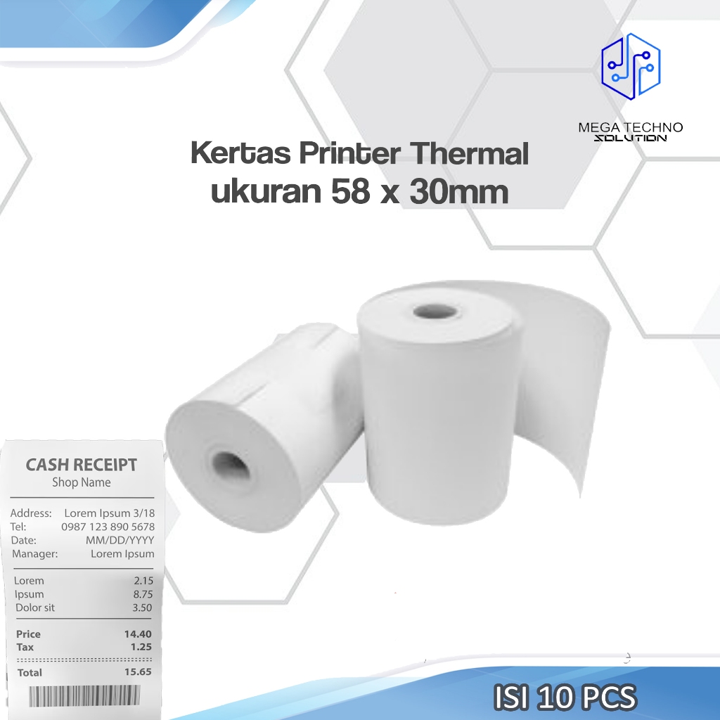 

Kertas Printer Thermal ukuran 58 x 30mm Murah Isi 10 pcs