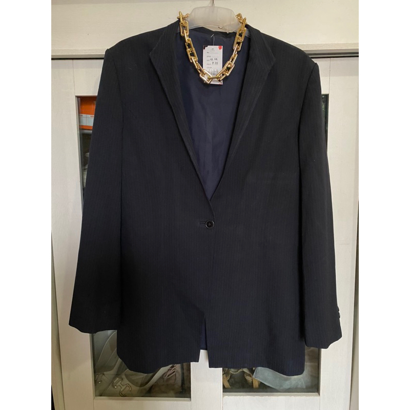 blazer jas wanita stripe navy garis2 salur