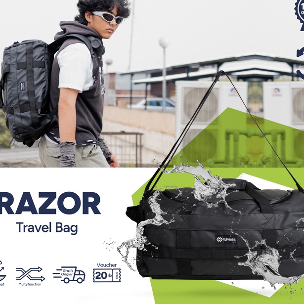 Terjangkau HEYLOOK Official  TravelBag Wateroof RAZOR Tas Gym Tas Olahraga Duffle Bag Tas Futsal Tra