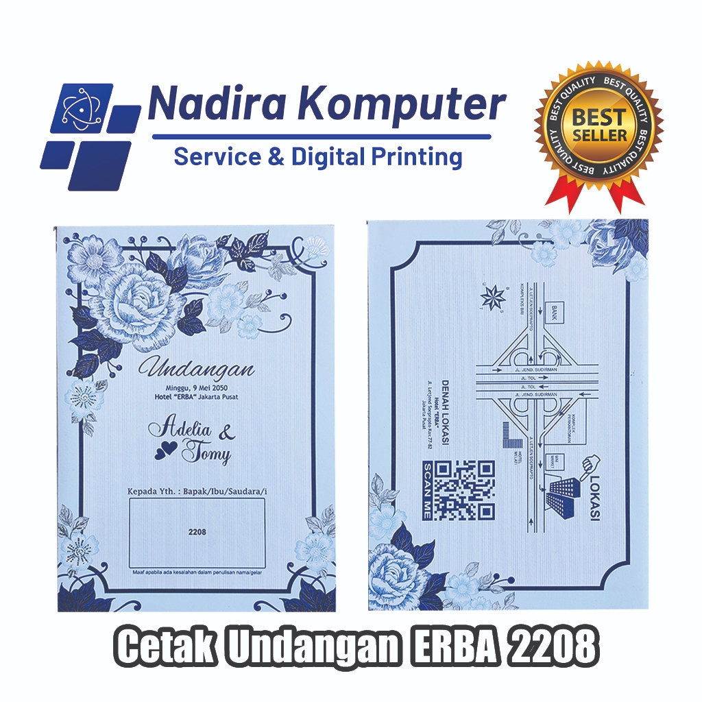 Undangan Pernikahan Tunangan Khitanan dll - ERBA 2208 // 50 pcs Undangan Erba 2208