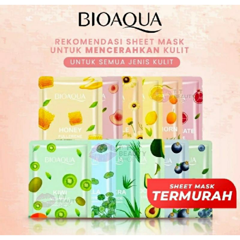 Termurah PAKET Mask Bioaqua Sheet Isi 50 Random/Paket usaha Masker Hydrating moisturizing Essense sk