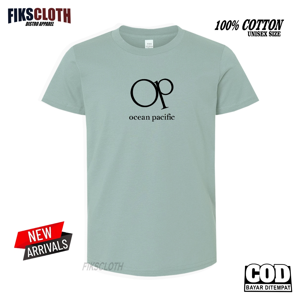 PROMO  ..!! COD Kaos Distro ocean pacific Text Hitam Pria Wanita Dewasa Lengan Pendek / Tshirt Distr
