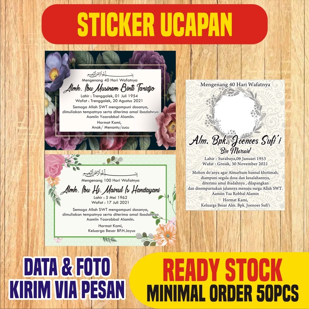 

( COD ) READY STOCK STICKER UCAPAN WAFAT TAHLIL TERMURAH