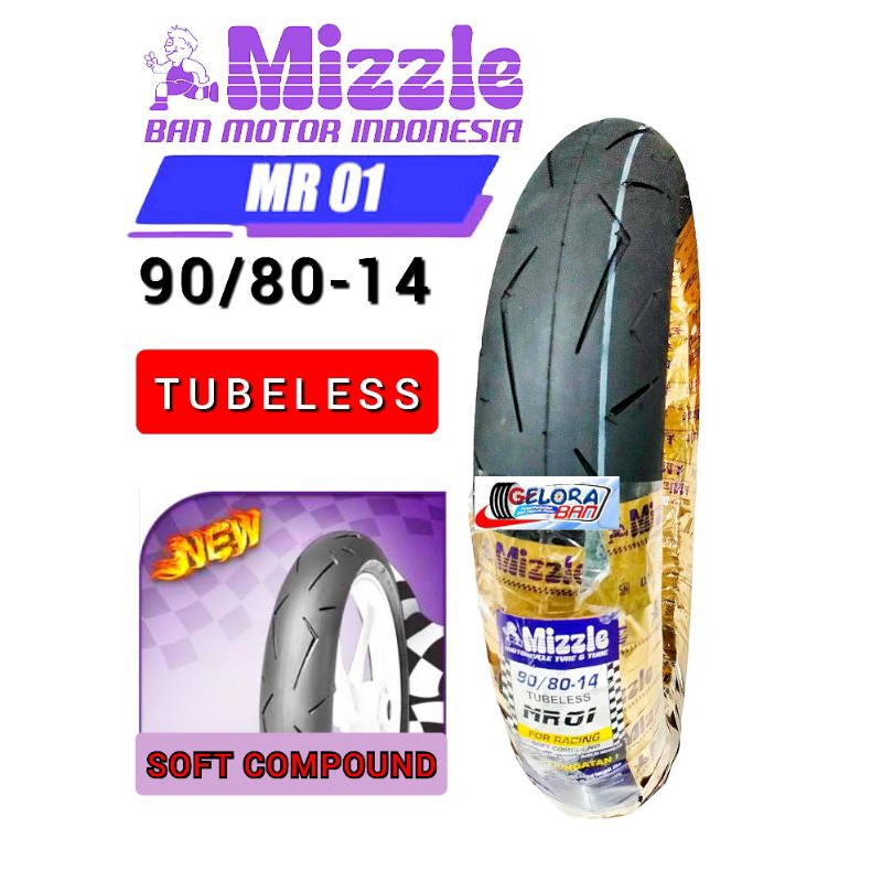 Ban Mizzle Mr01 90/80-14 Tubeless ban donat ban Soft Compound ban metic beat Vario Scoopy Mio Xeon N