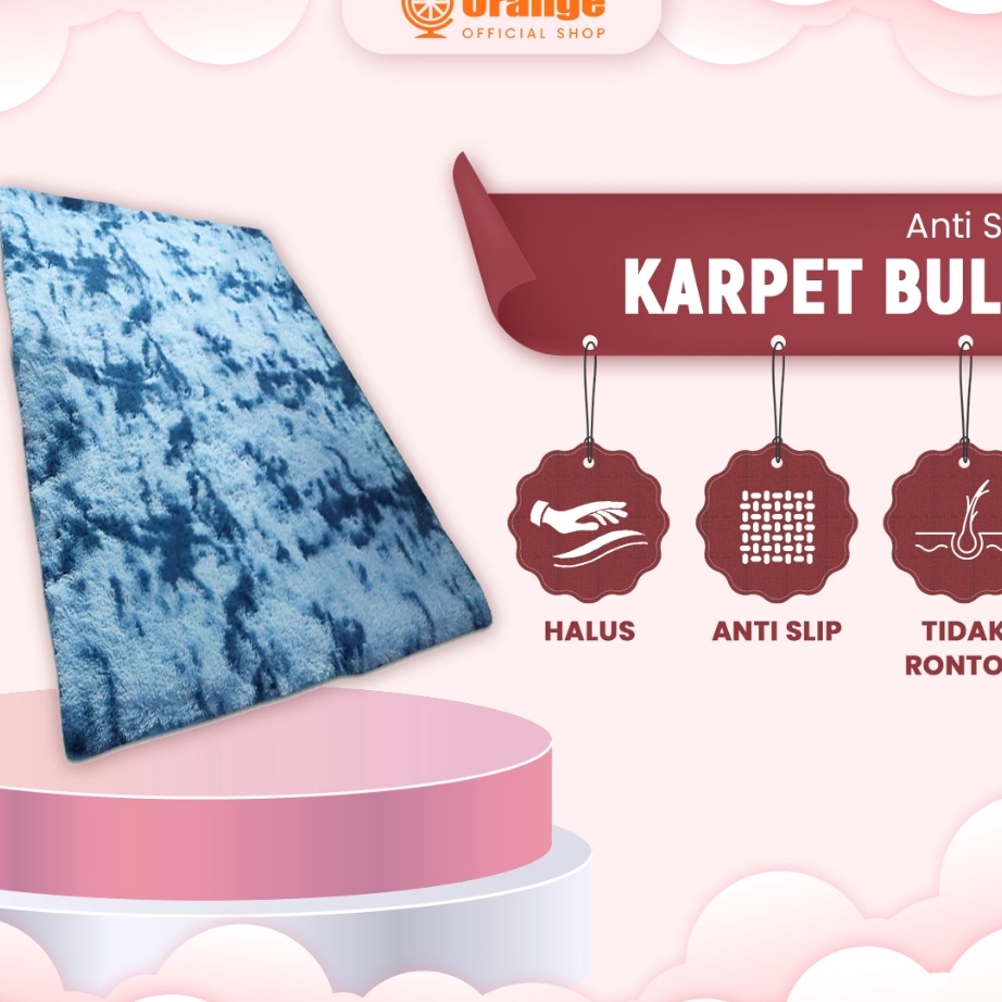 HARGA TERBAIK Orange Karpet bulu rasfur tebal ukuran 12cmx18cm Karpet bulu tebal aesthetic Karpet bu