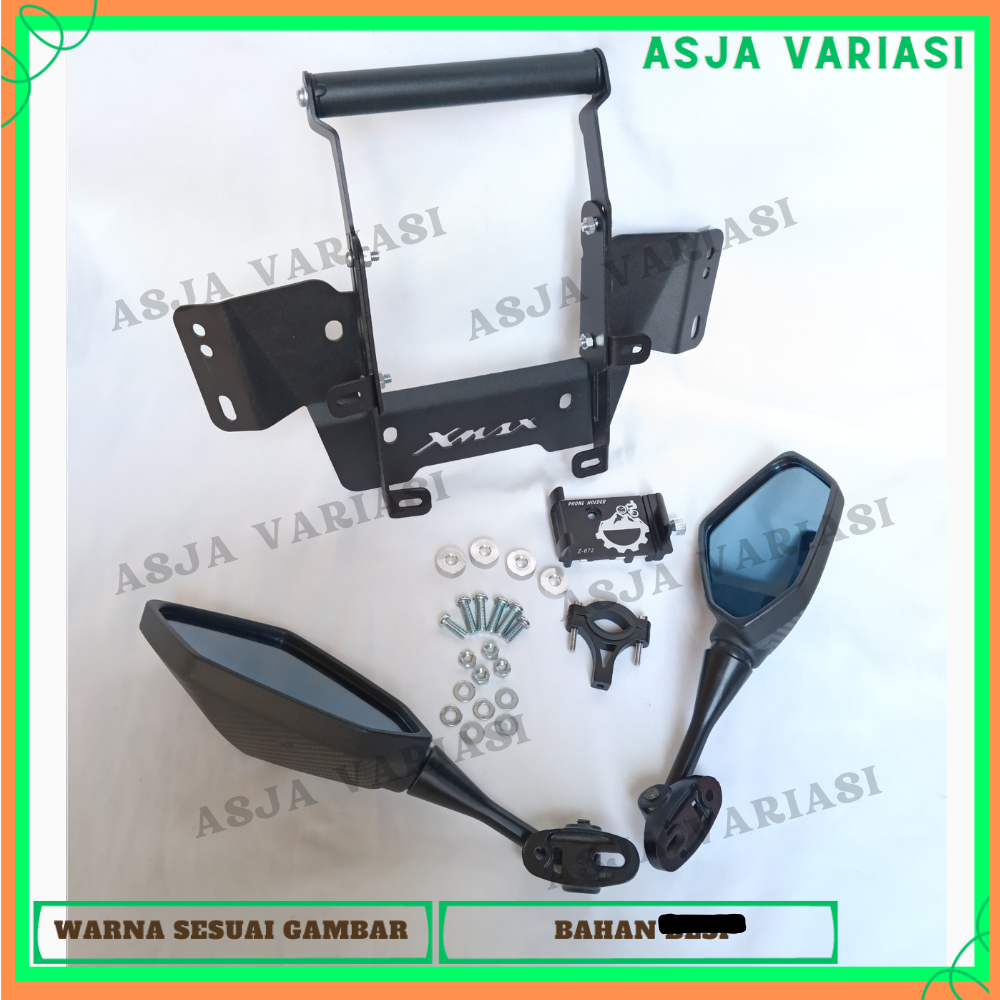PAKET BREKET SERVO SERPO SPION MODEL NINJA DAN HOLDER HP ALUMUNIUM Z072 MOTOR XMAX-250/300 TERBARU B
