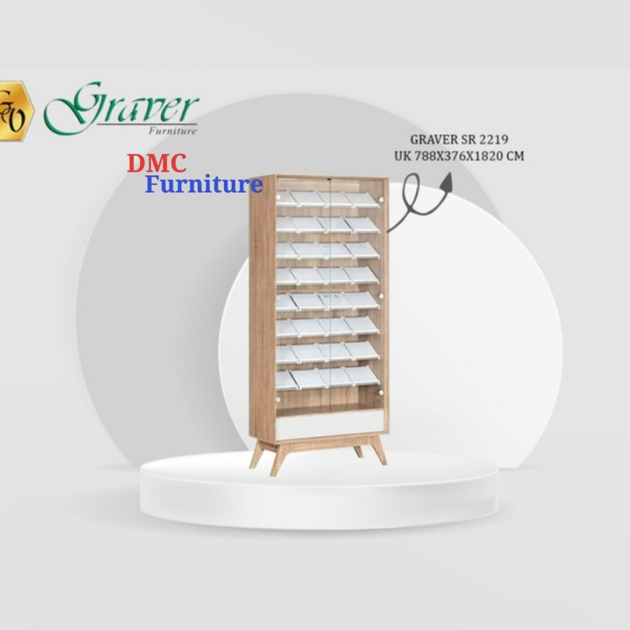 Rak Sepatu Besar Lemari Sepatu tinggi rak Sendal / sepatu Kaca