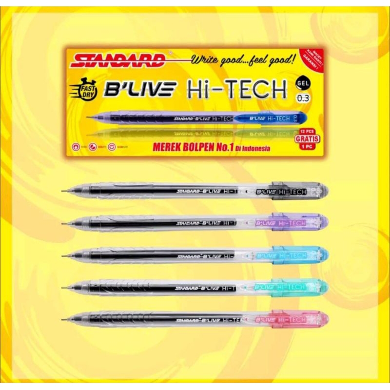 

2 PCS Pulpen Hi-tech Standart B'live 0,3 Gel Tinta hitam