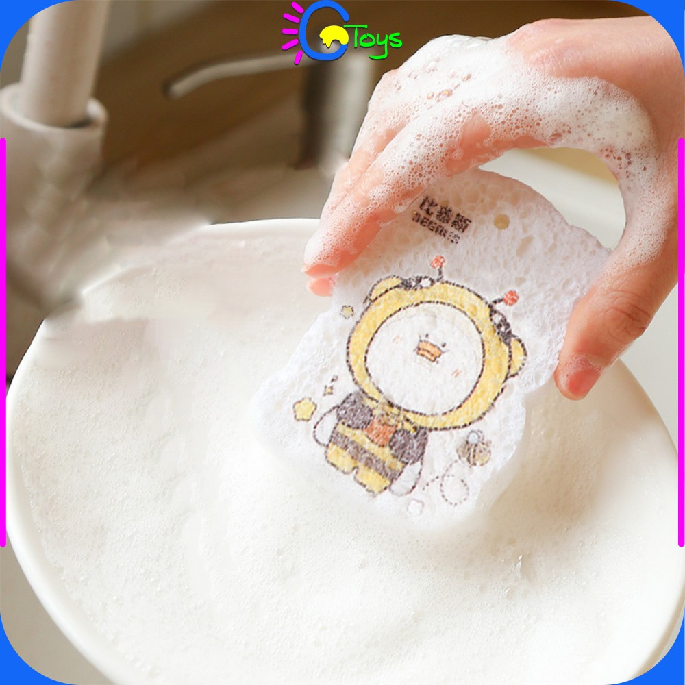 CR-C929 Spons Cuci Piring Serbaguna Karakter Lucu / Spons Busa Magic Motif Lucu / Sponge Busa Ajaib 