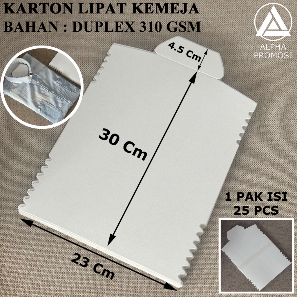 

[ ISI 25 Pcs ] Karton Lipat Kemeja TEBAL Laundry | Duplex 310 gsm | 35 cm x 3,5 cm| Penyangga Kemeja | Packing Kaos